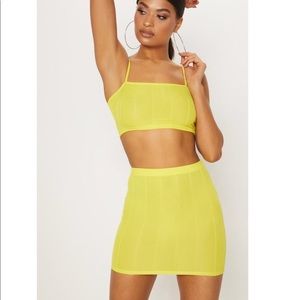 Yellow two piece skirt set